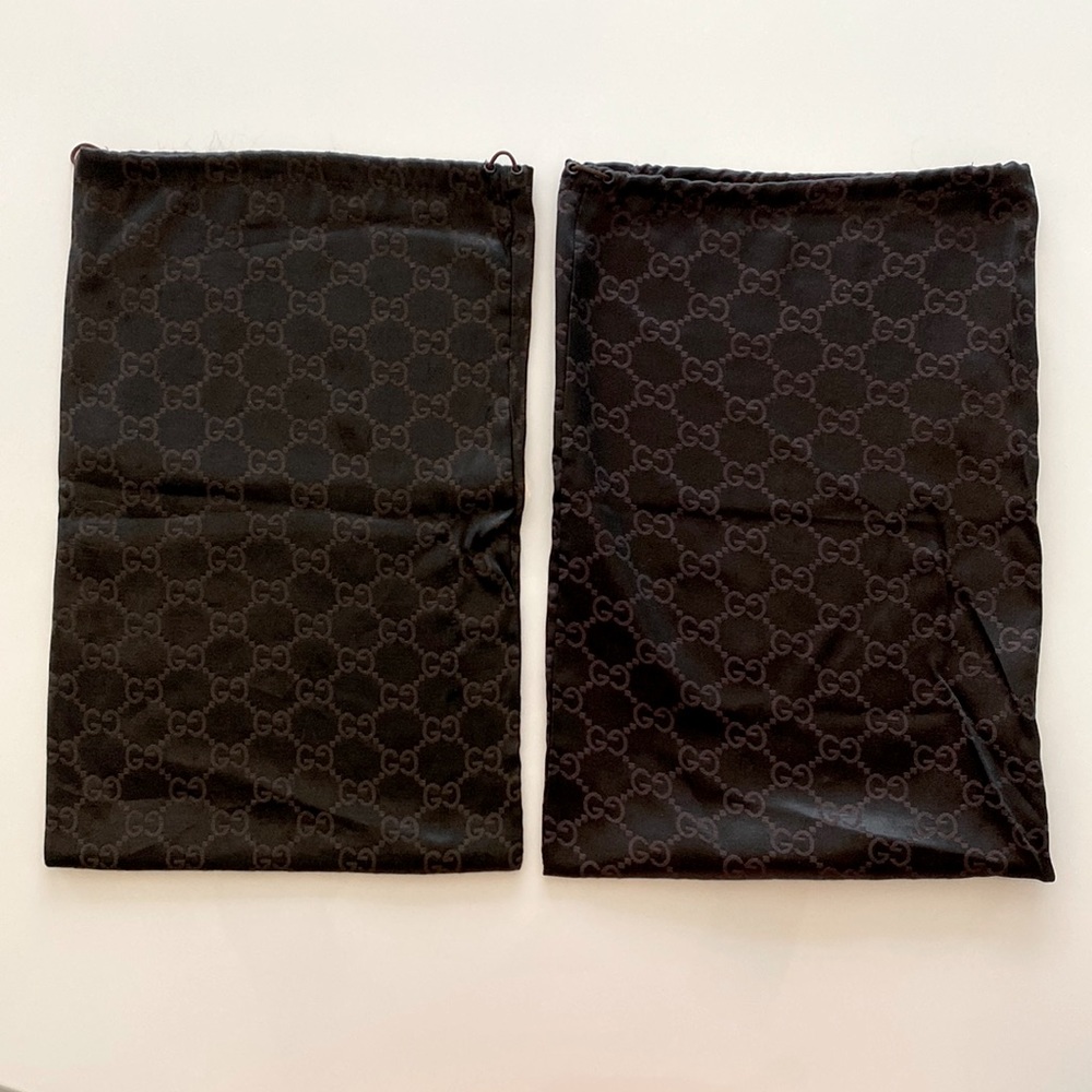 GUCCI Black Brown Silk Dust Bags Monogrammed Medium Size
